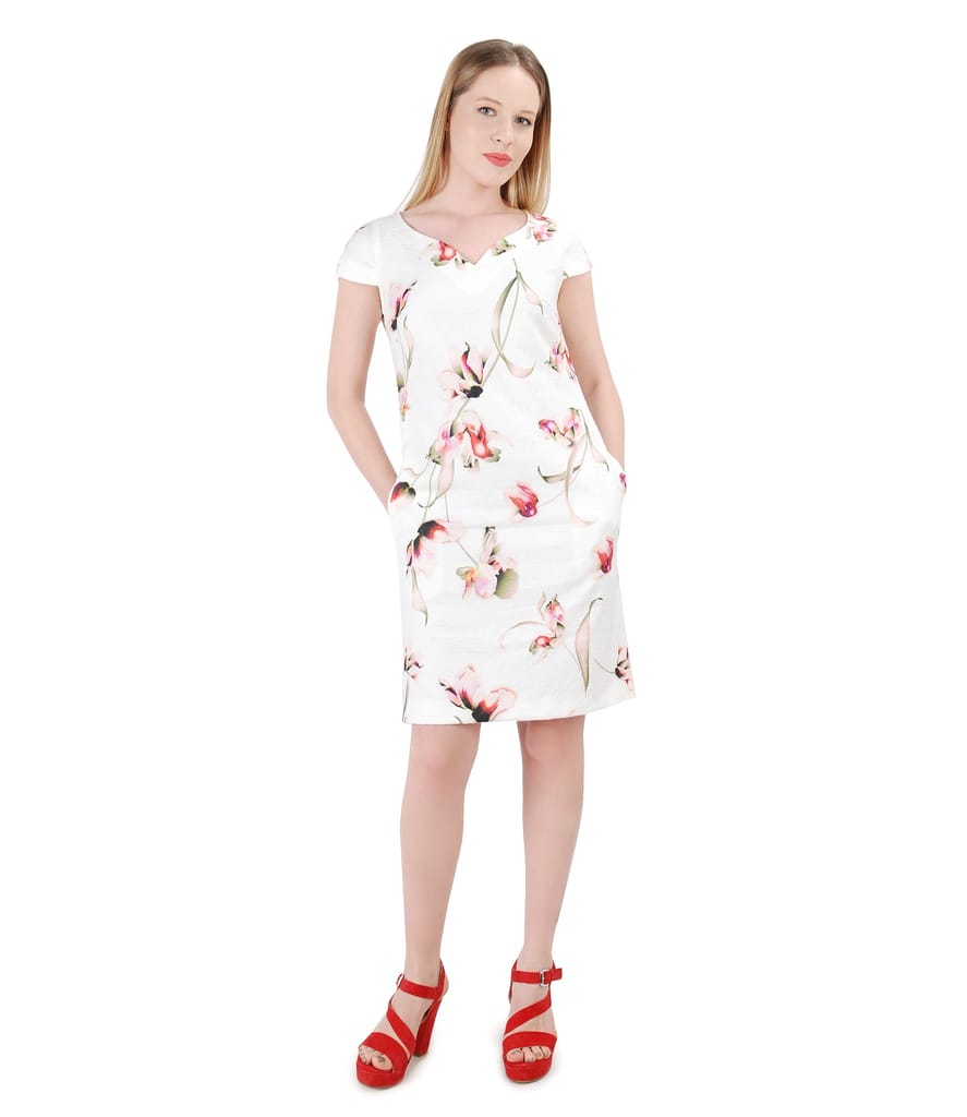 Rochie din bumbac texturat cu imprimeu floral