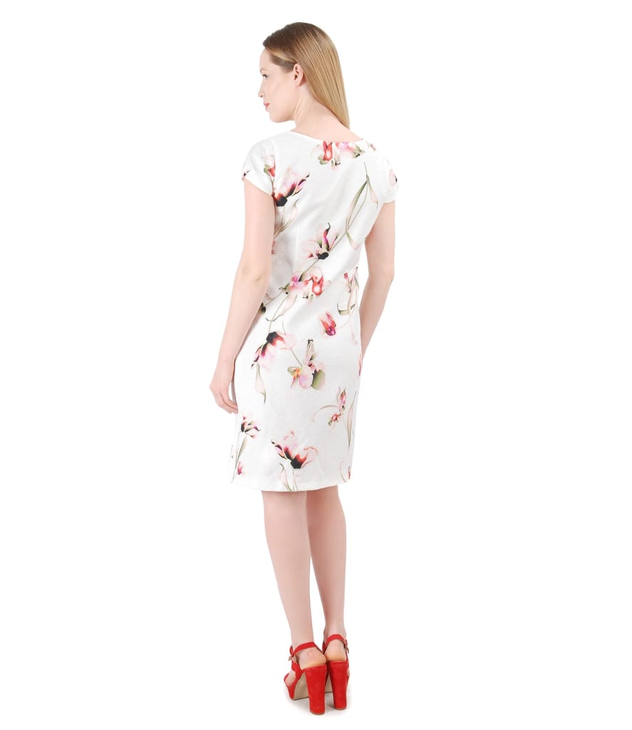Rochie din bumbac texturat cu imprimeu floral