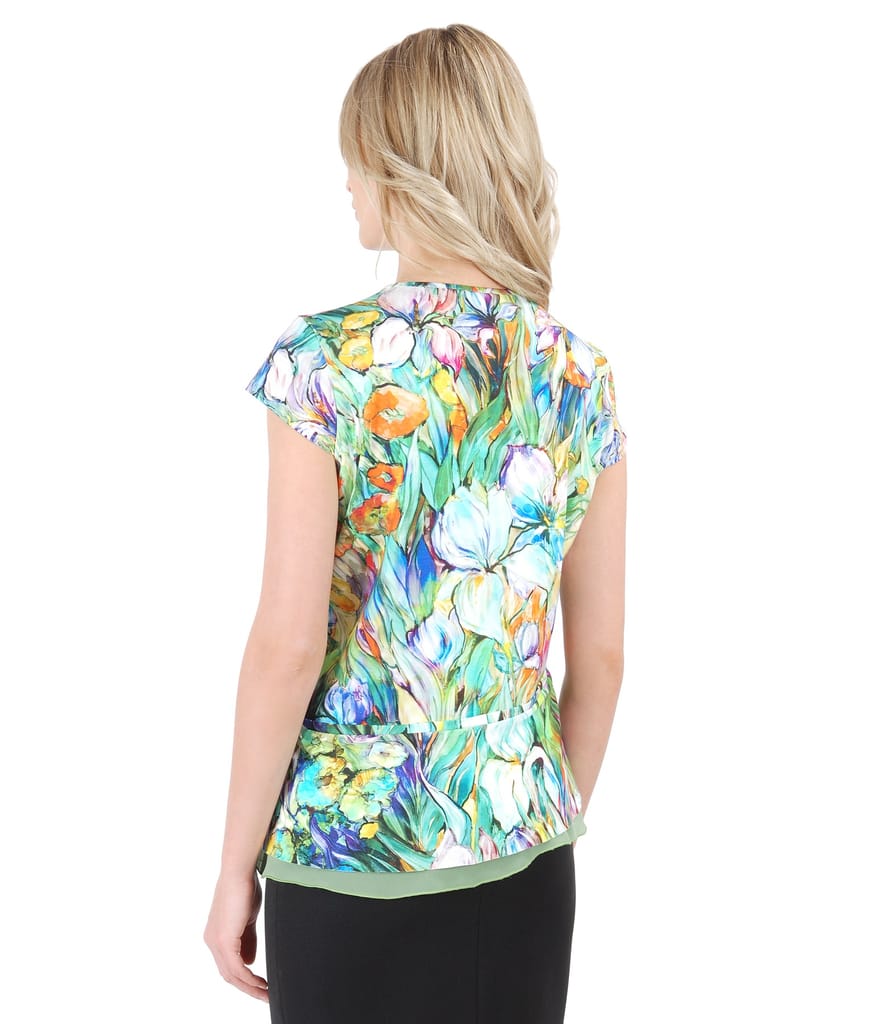 Bluza din jerse elastic cu volan in talie