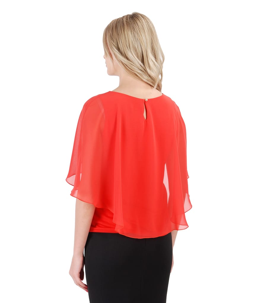 Bluza eleganta cu pelerina din voal si nasture la spate