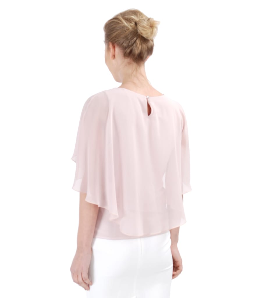 Bluza eleganta cu pelerina din voal si nasture la spate