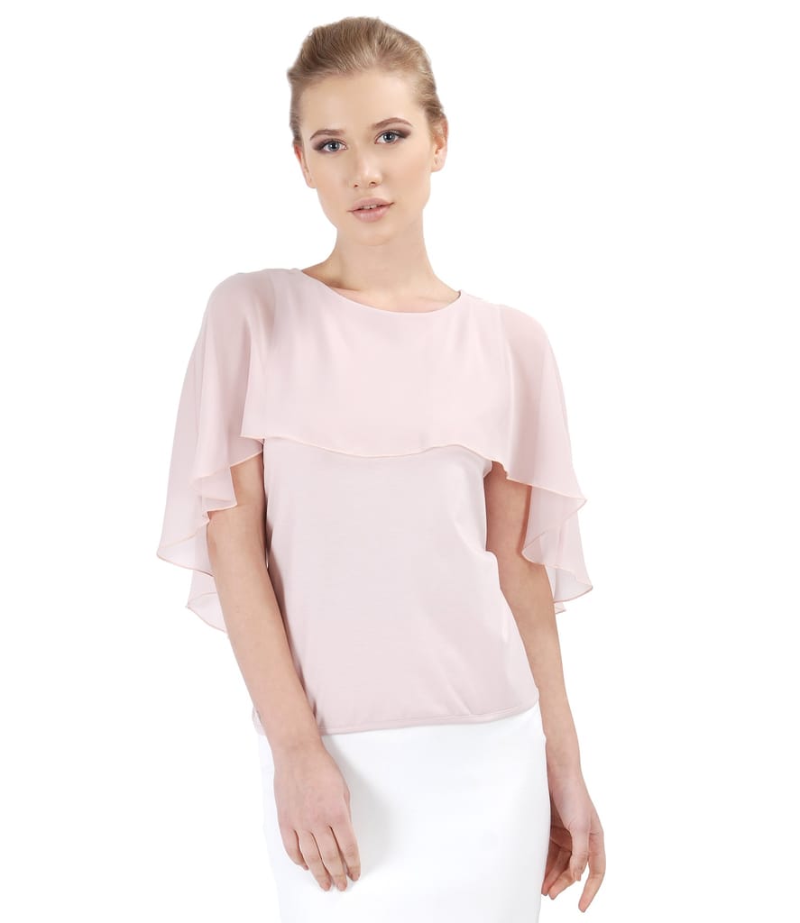 Bluza eleganta cu pelerina din voal si nasture la spate