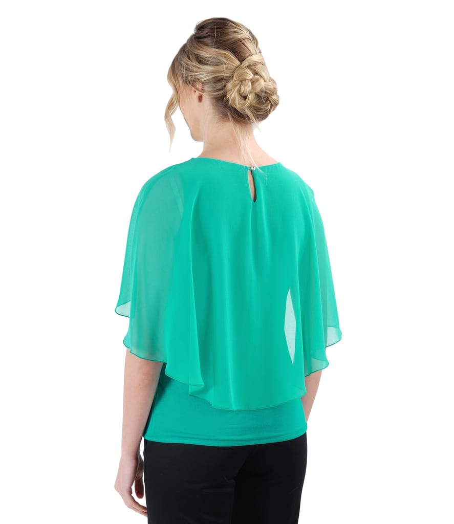 Bluza eleganta cu pelerina din voal si nasture la spate