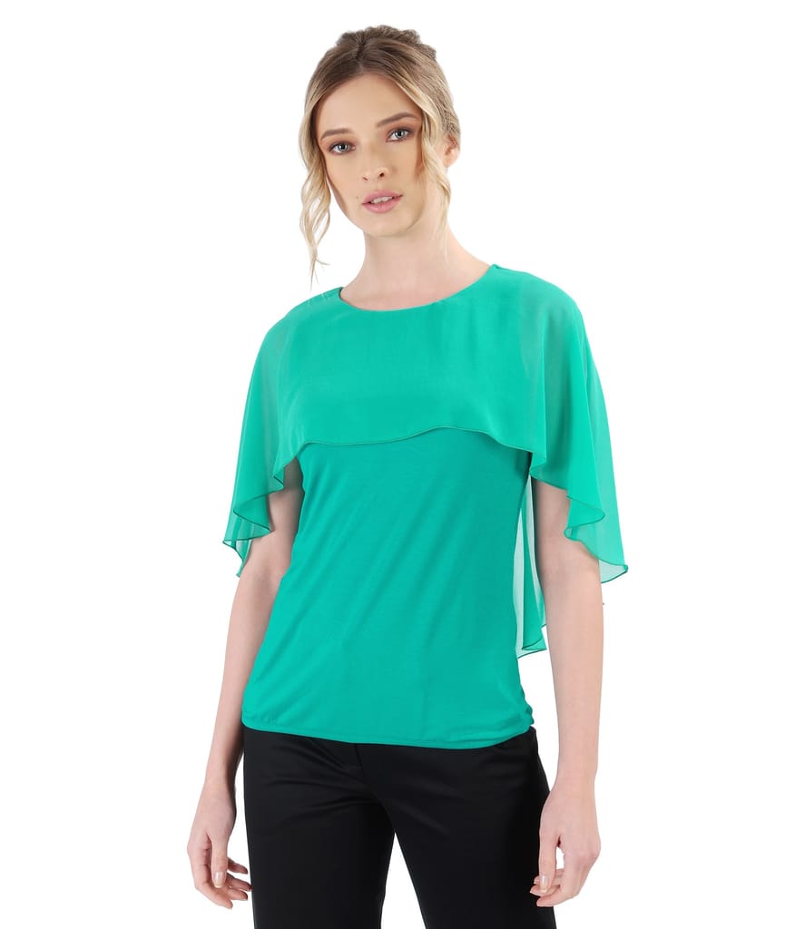 Bluza eleganta cu pelerina din voal si nasture la spate