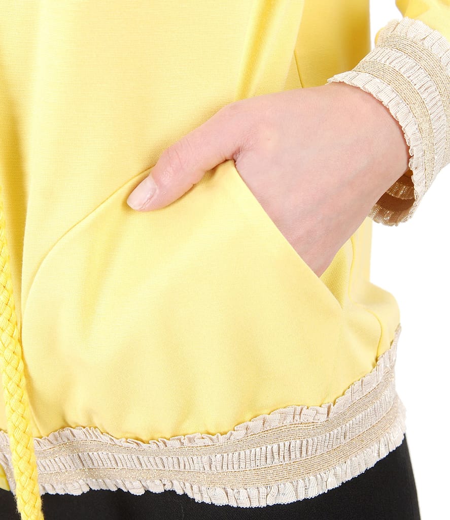 Hanorac din jerse uni cu aplicatie de cristale