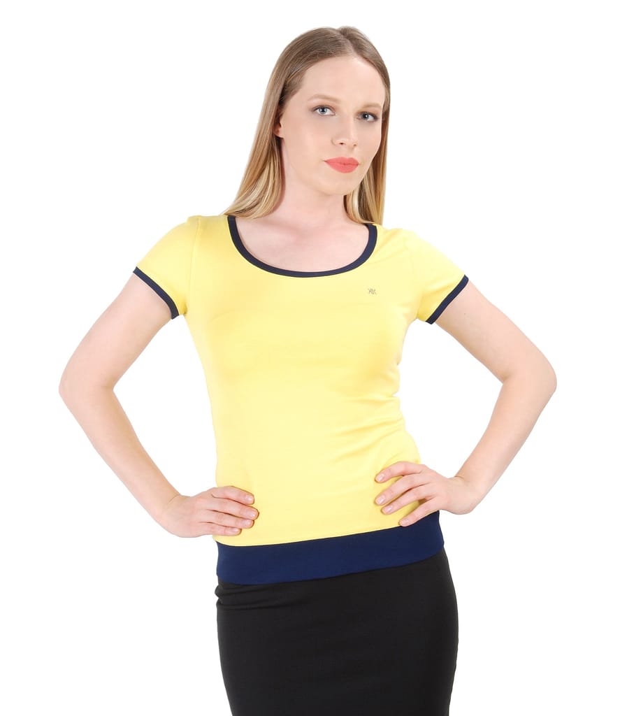 Tricou din jerse elastic cu garnitura