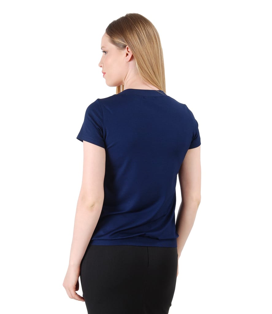 Bluza din jerse elastic cu decolteu in V