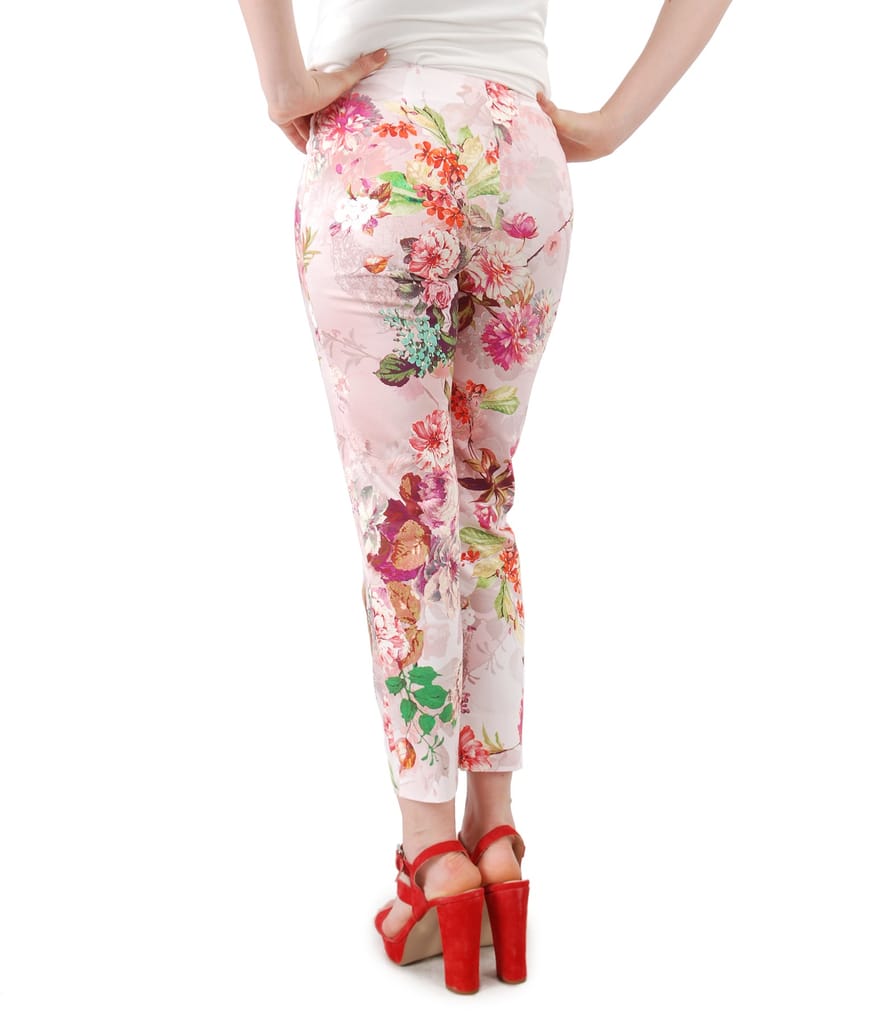 Pantaloni pana din bumbac elastic imprimat