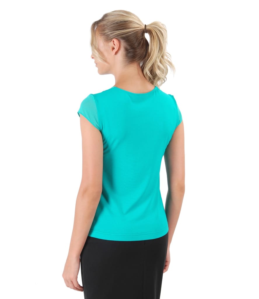 Bluza din jerse elastic cu garnitura si aripioare de voal