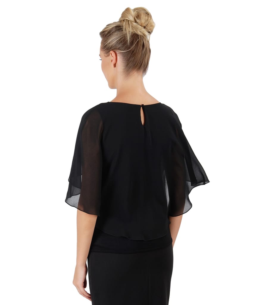 Bluza eleganta cu pelerina din voal si nasture la spate