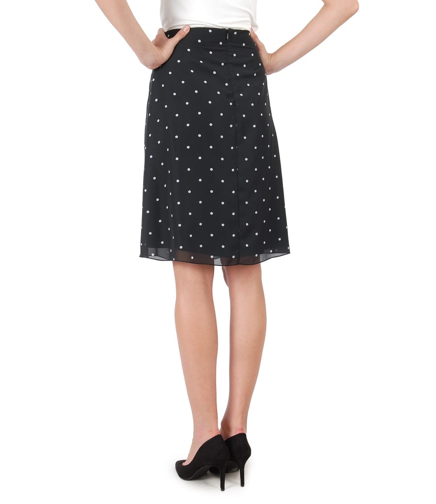 Fusta evazata din voal imprimat cu buline