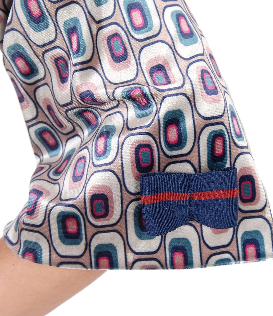 Rochie din catifea imprimata cu motive geometrice