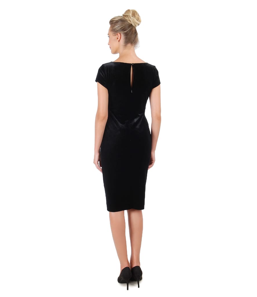 Rochie midi din catifea elastica cu insertie cu paiete