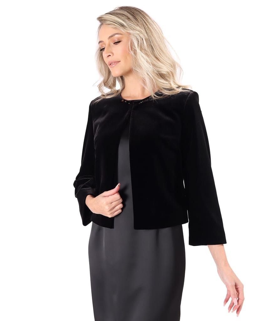 Bolero din catifea elastica cu aplicatie de cristale