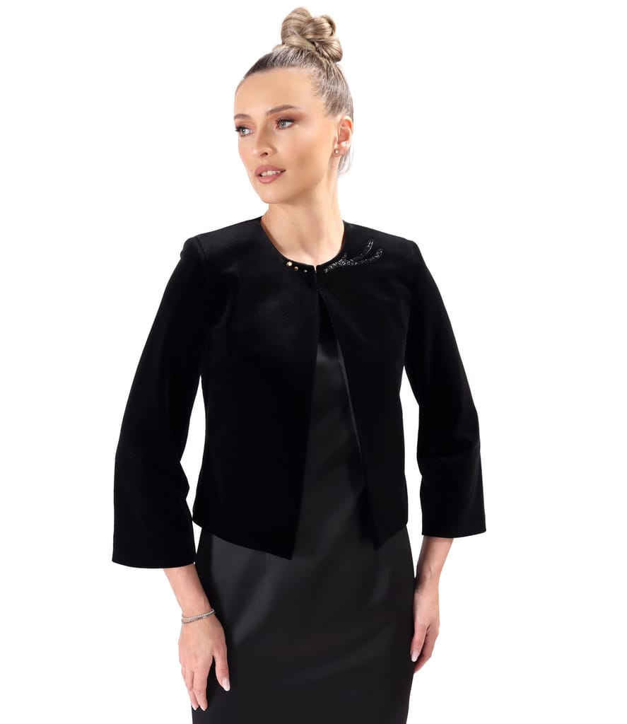 Bolero din catifea plina elastica cu aplicatie de cristale