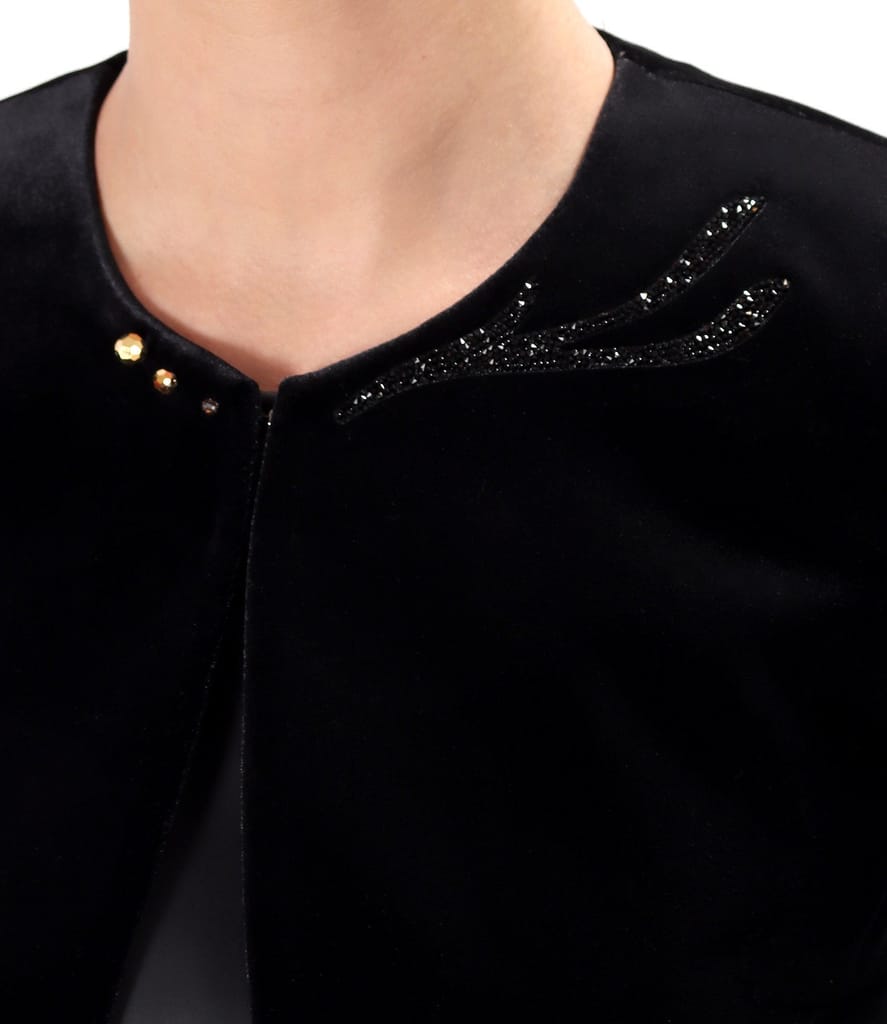 Bolero din catifea plina elastica cu aplicatie de cristale