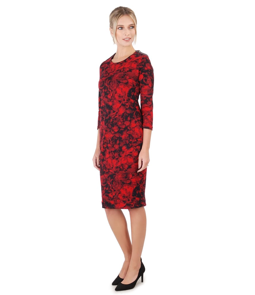 Rochie eleganta din jerse imprimat cu motive florale