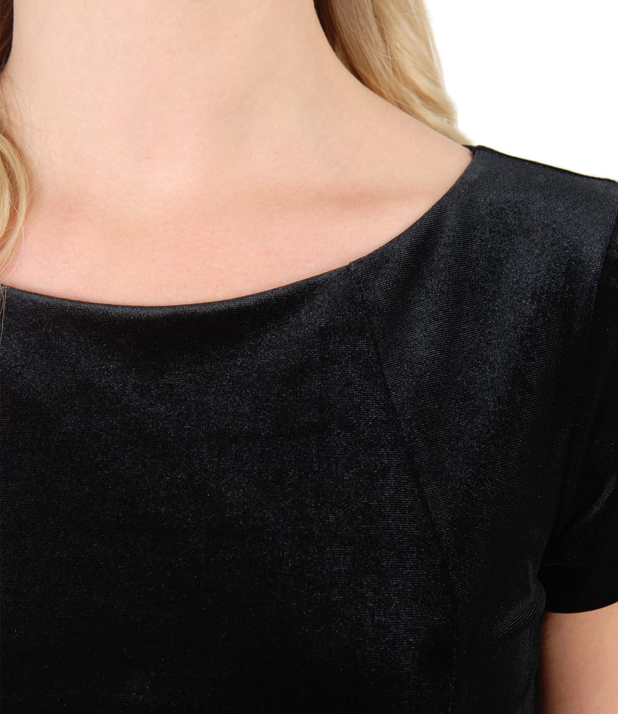 Rochie de seara scurta din catifea elastica neagra