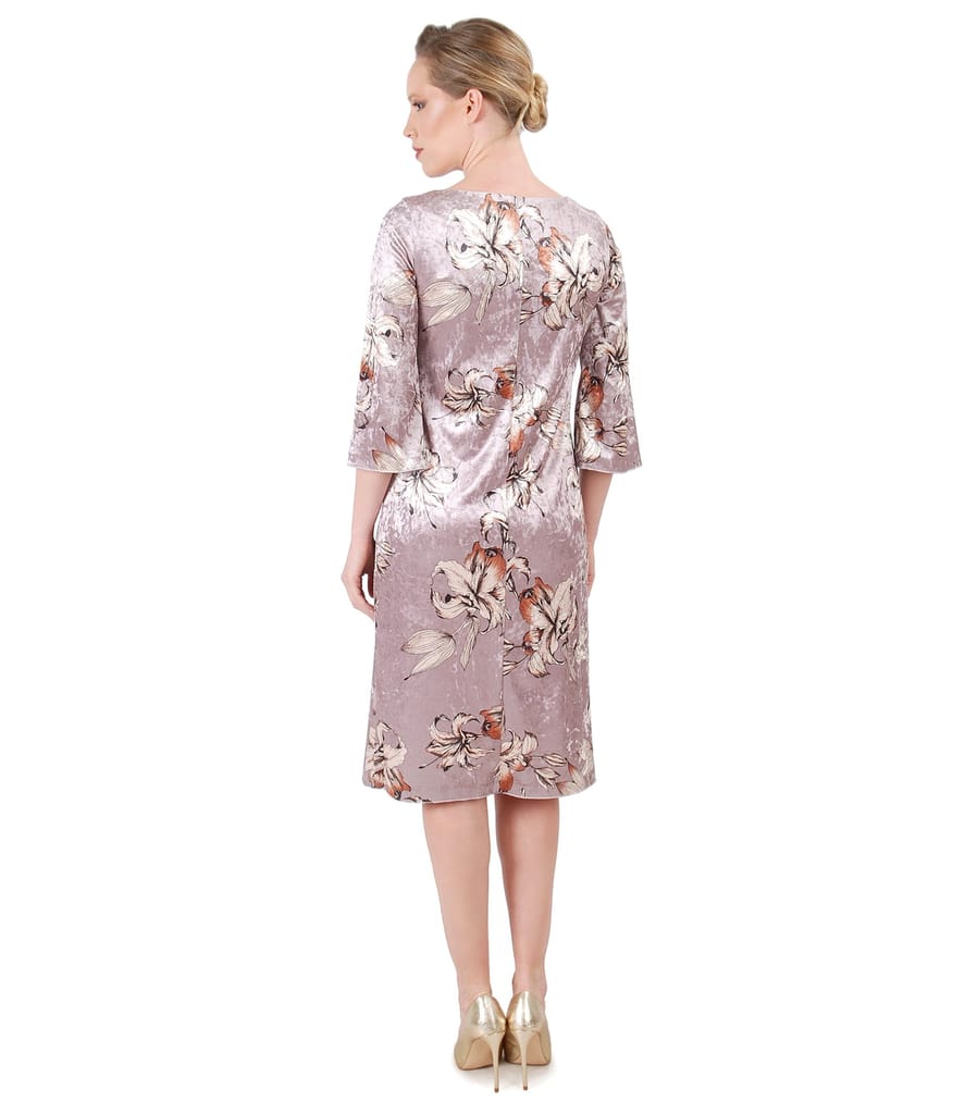Rochie din catifea imprimata cu motive florale