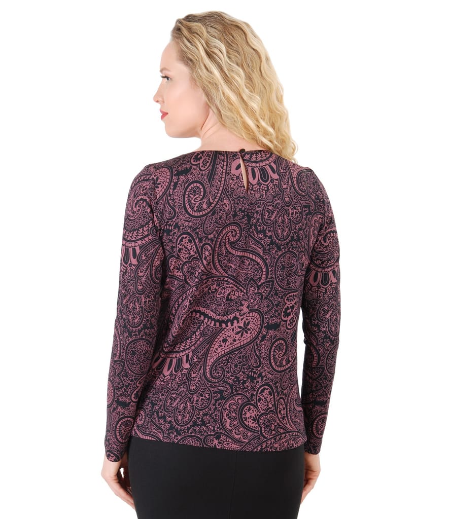 Bluza din jerse elastic cu funda pe decolteu