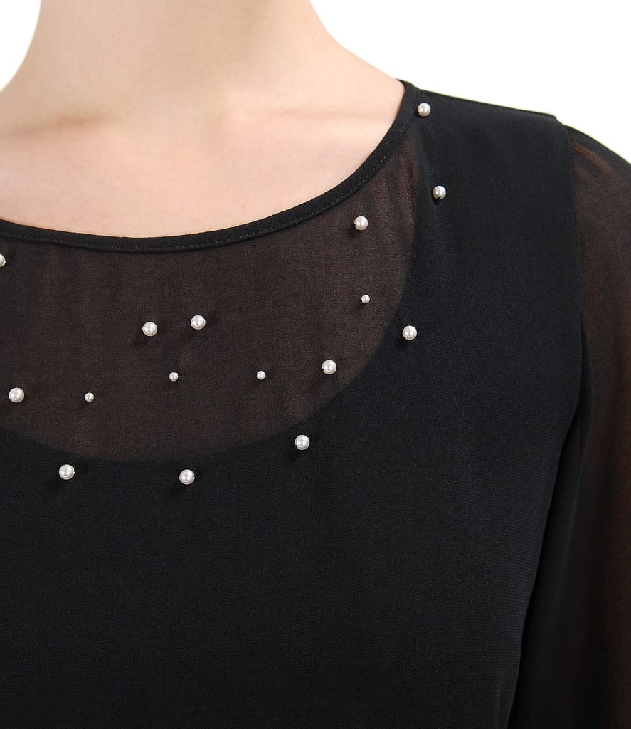 Rochie de seara din voal cu aplicatie de perle