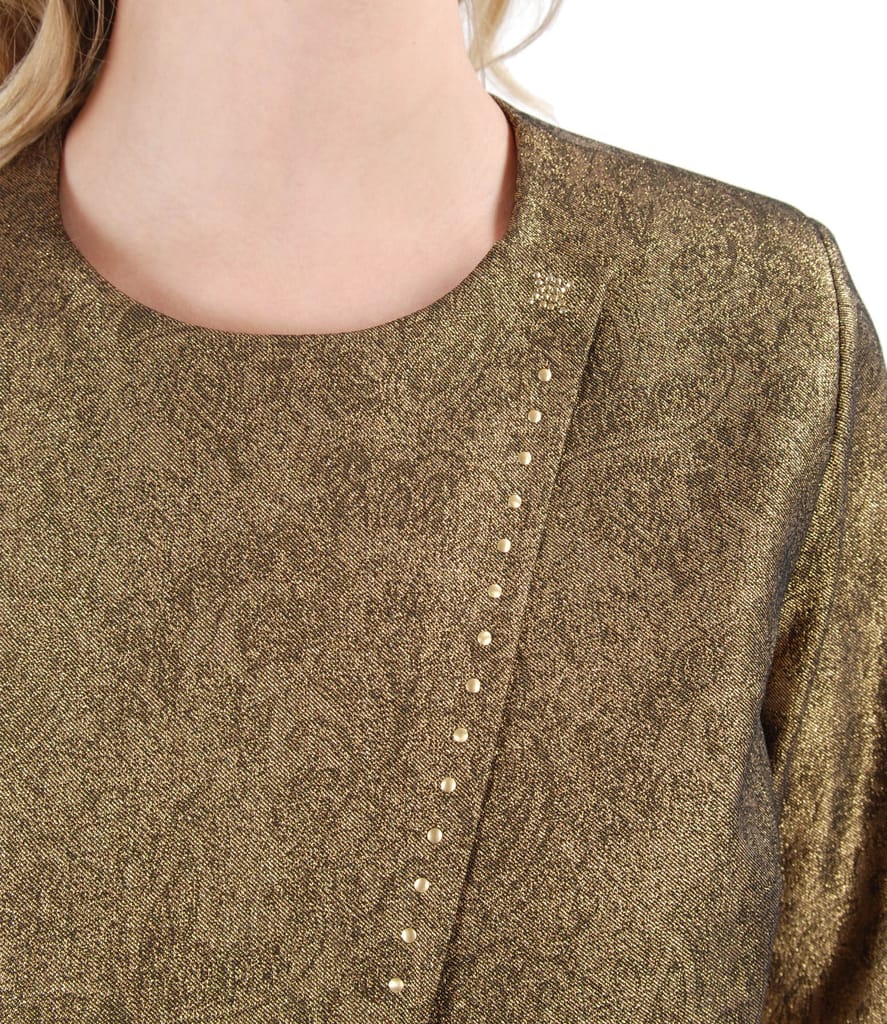 Sacou de ocazie din bumbac elastic metalizat cu aplicatii metalice