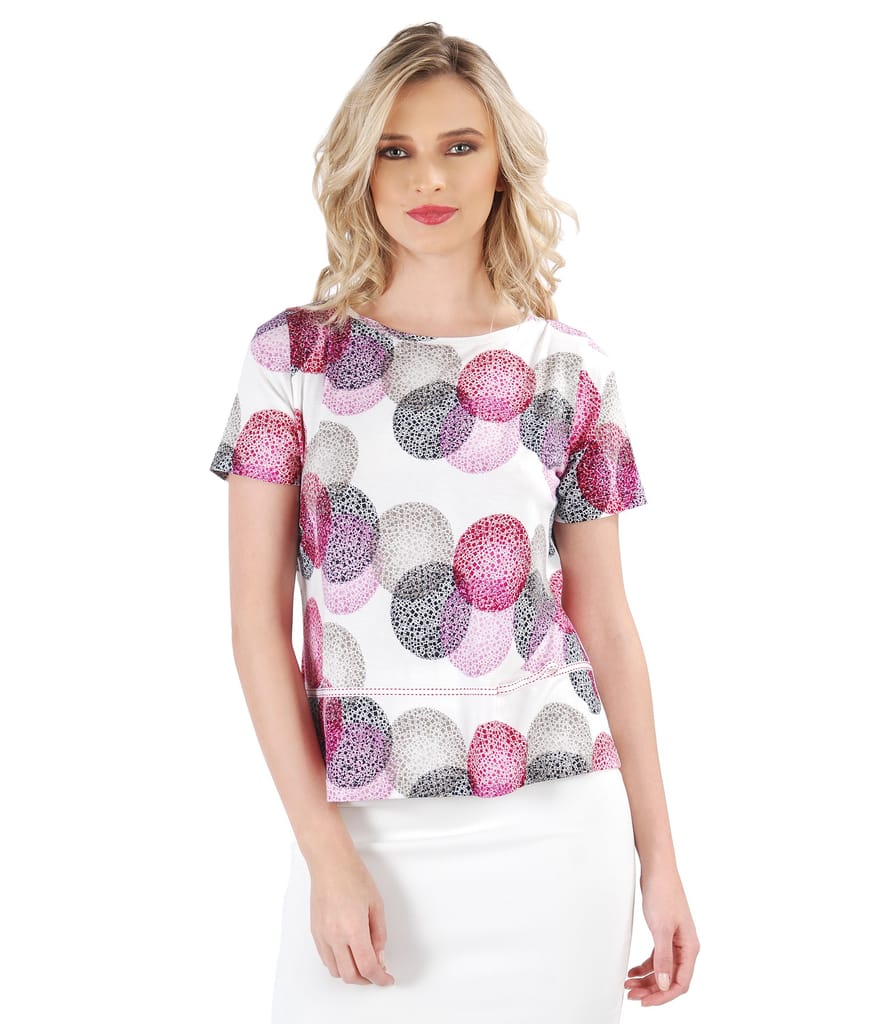 Bluza din jerse imprimat cu funda din rips