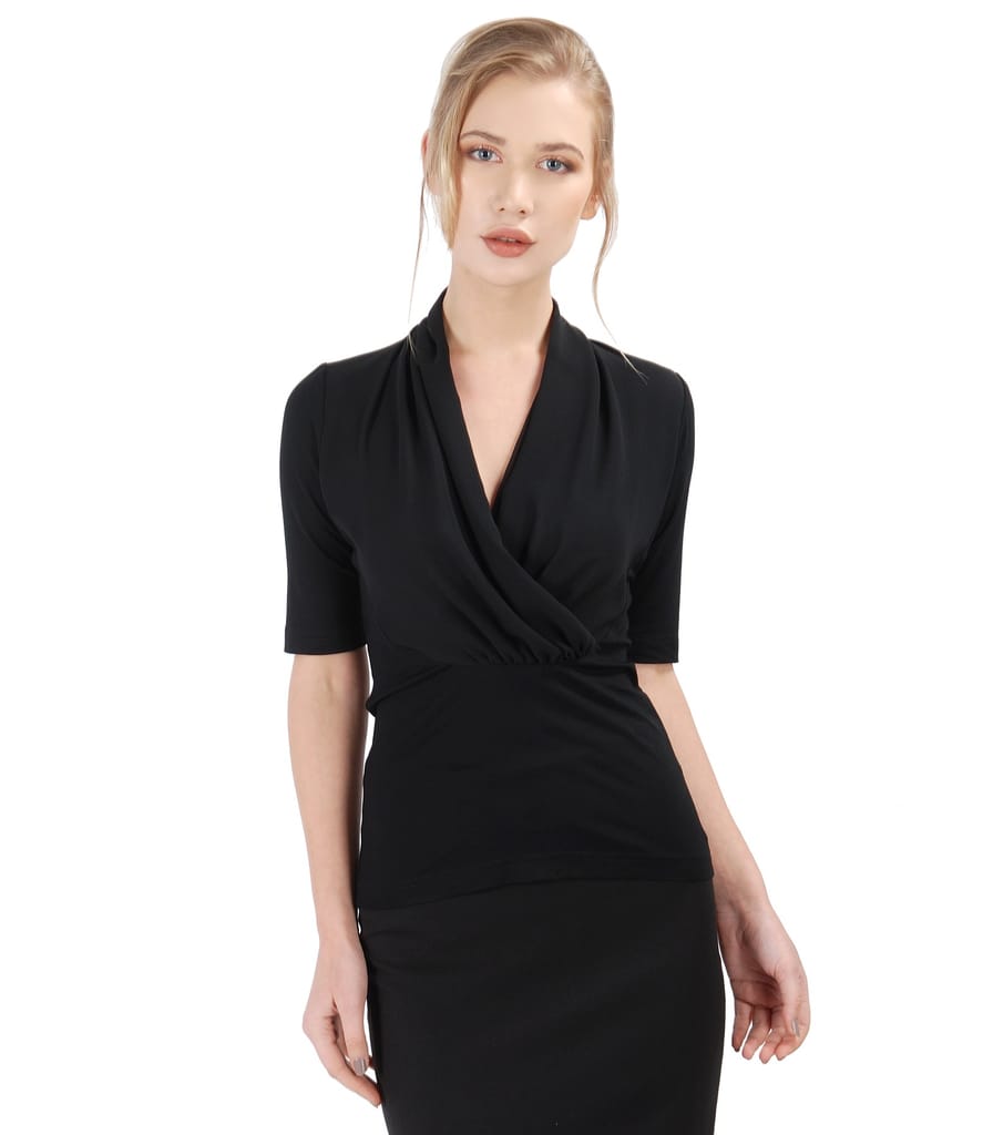 Bluza din jerse elastic cu bust petrecut din voal