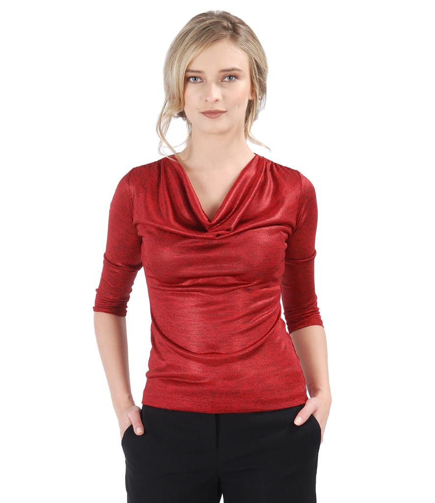 Bluza din jerse uni cu falduri