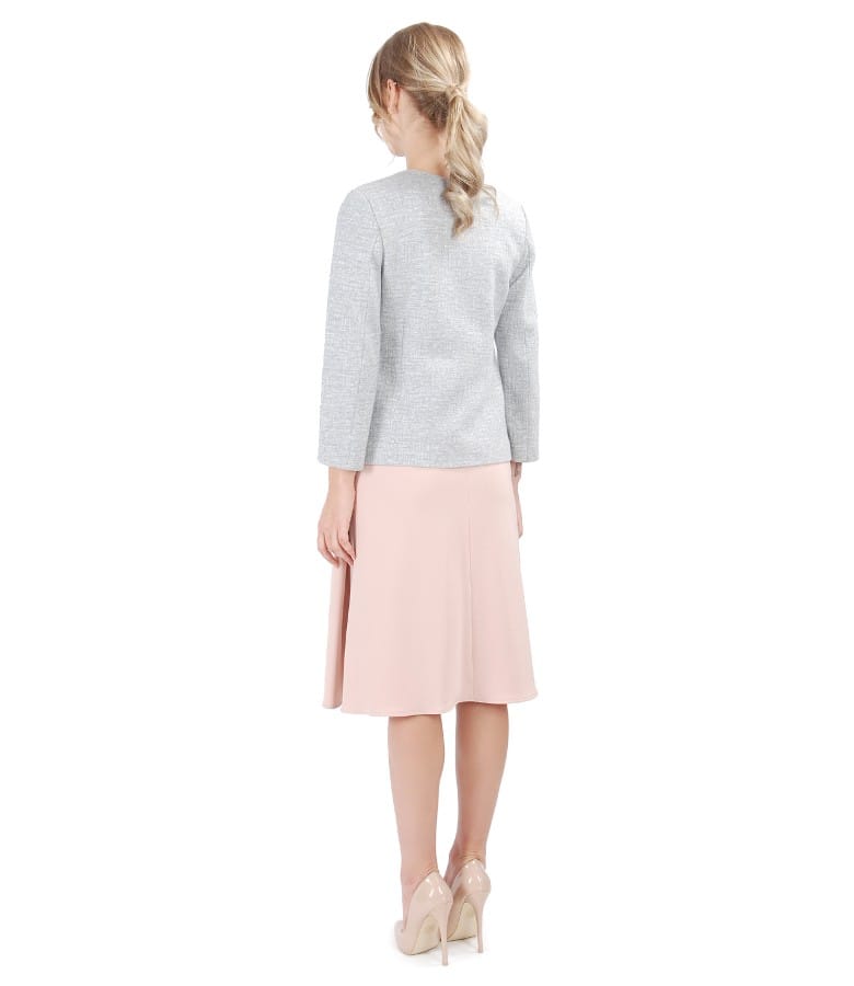 Sacou din bumbac cu fir de efect si rochie din stofa elastica