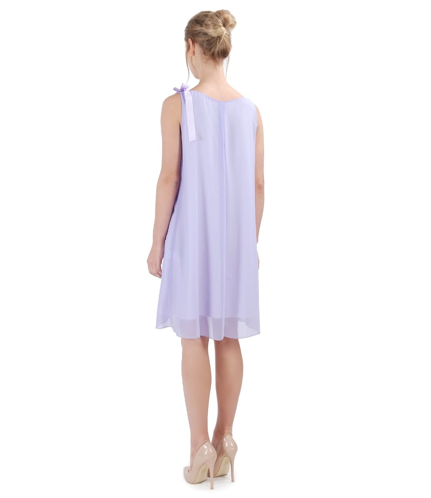 Rochie din voal cu falduri si cristale