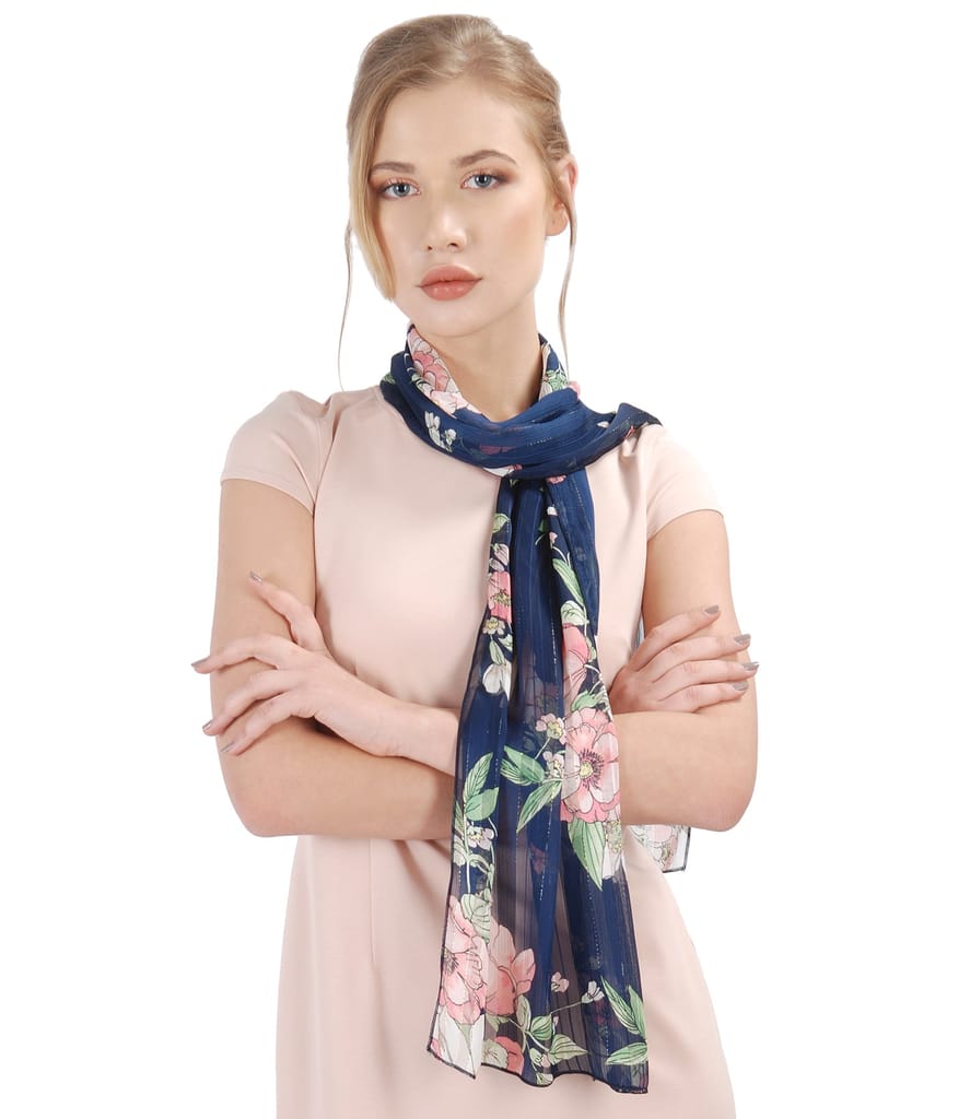 Esarfa din voal imprimat cu motive florale