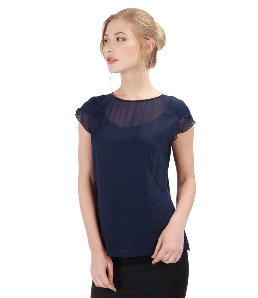 Bluza din viscoza cu garnitura din voal