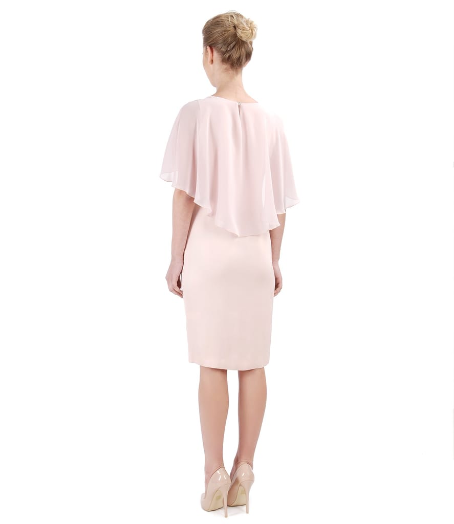 Rochie din viscoza cu pelerina din voal si aplicatie de cristale