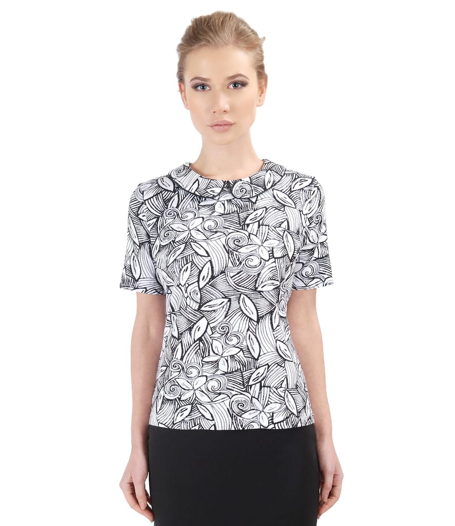 Bluza din jerse elastic cu guler