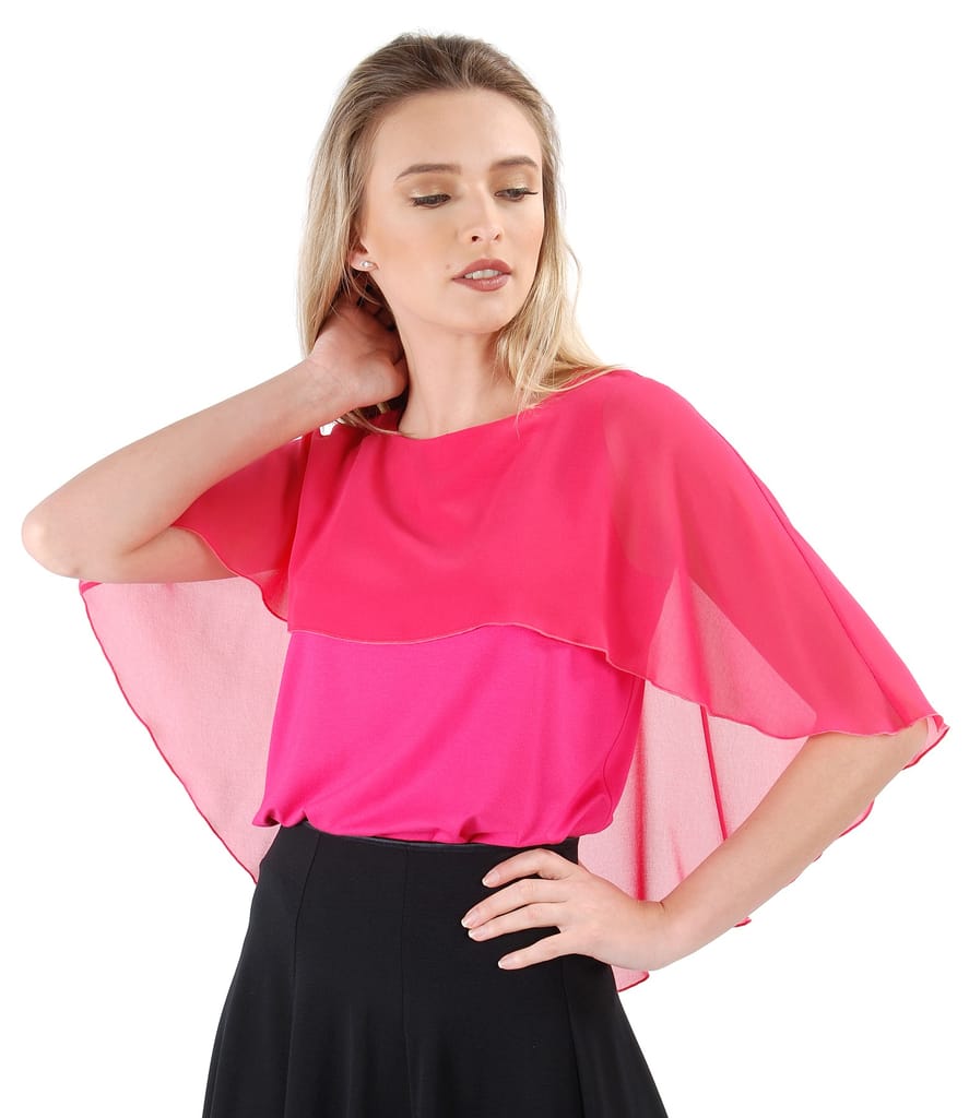 Bluza eleganta cu pelerina din voal si nasture la spate