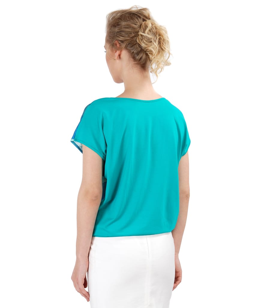 Bluza cu fata din voal imprimat cu motive florale