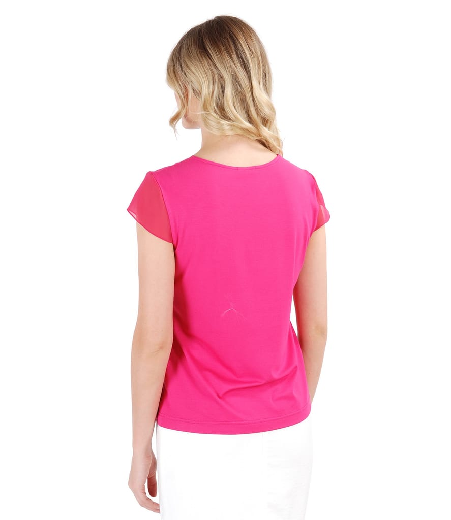 Bluza din jerse elastic cu garnitura si aripioare de voal