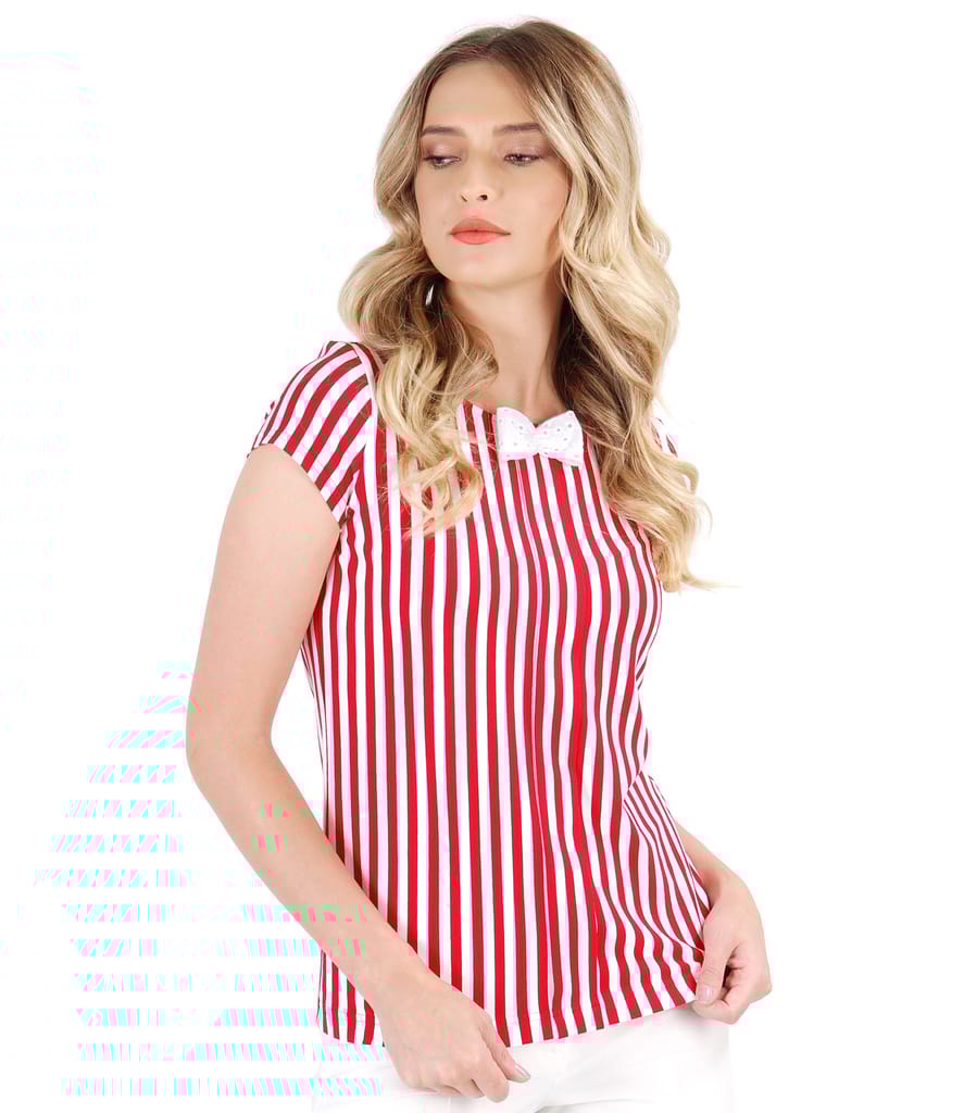 Bluza din jerse elastic imprimat cu dungi