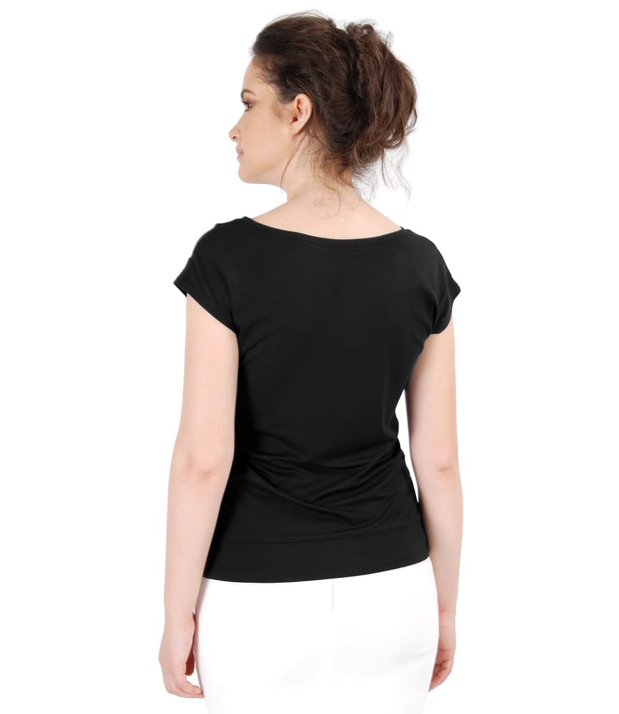 Tricou din jerse elastic cu insertie de voal