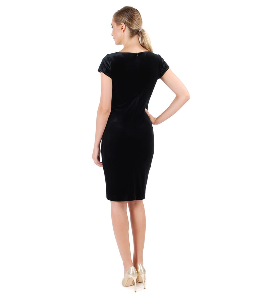 Rochie midi din catifea elastca uni