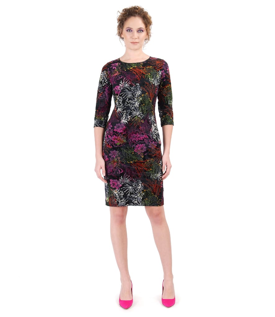 Rochie din catifea brocata cu motive florale