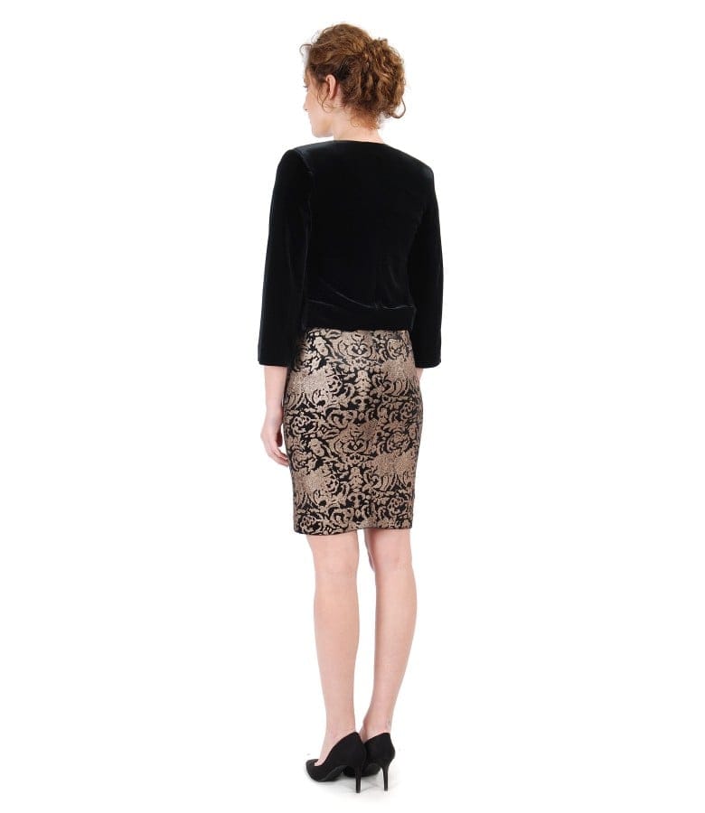 Tinuta de ocazie cu rochie si sacou din catifea