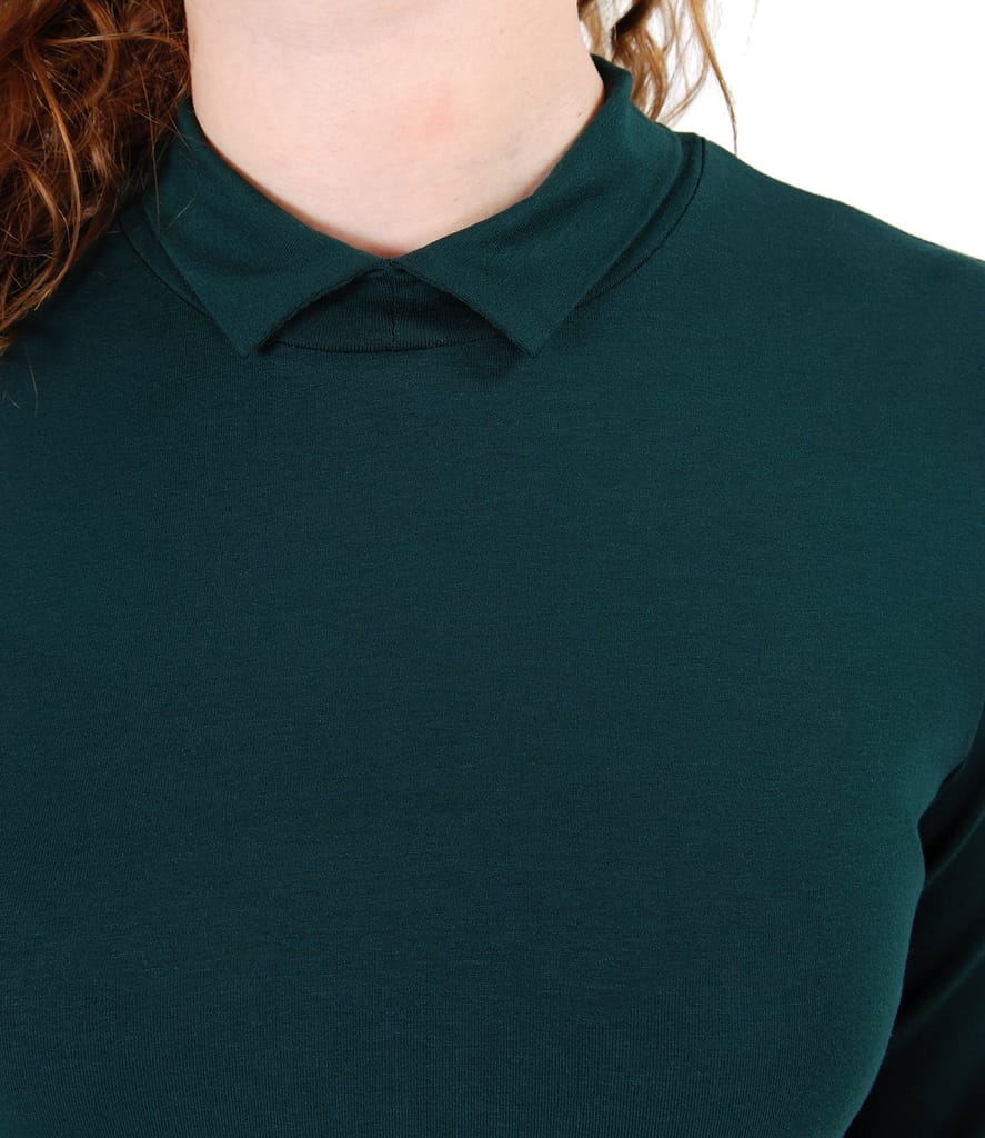 Bluza din jerse elastic uni cu guleras