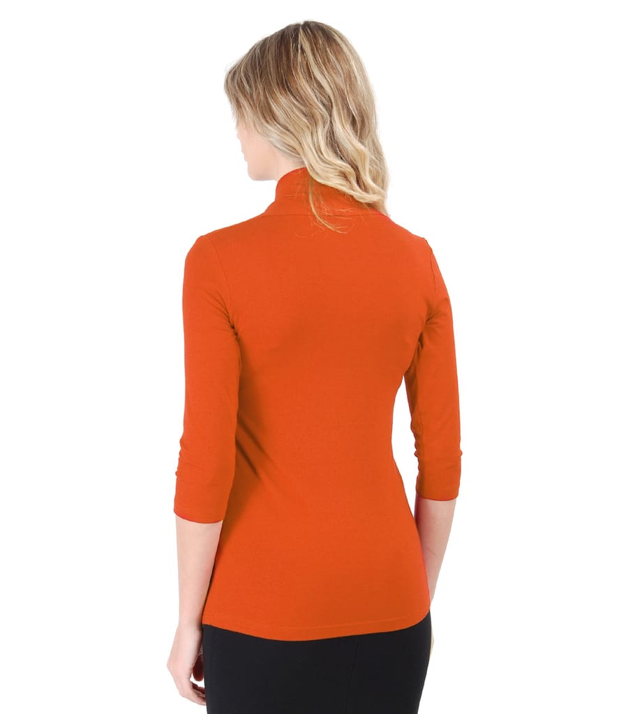 Tricou din jerse uni cu decolteu adanc