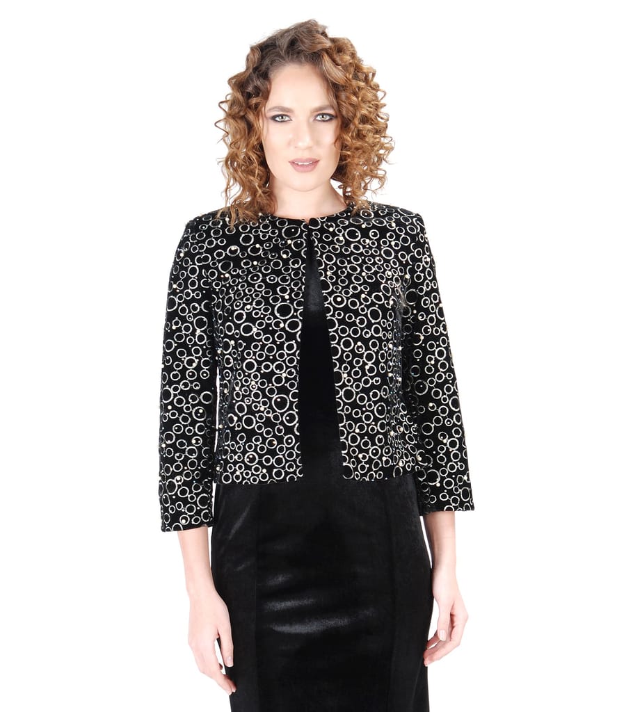 Bolero din catifea neagra cu perle