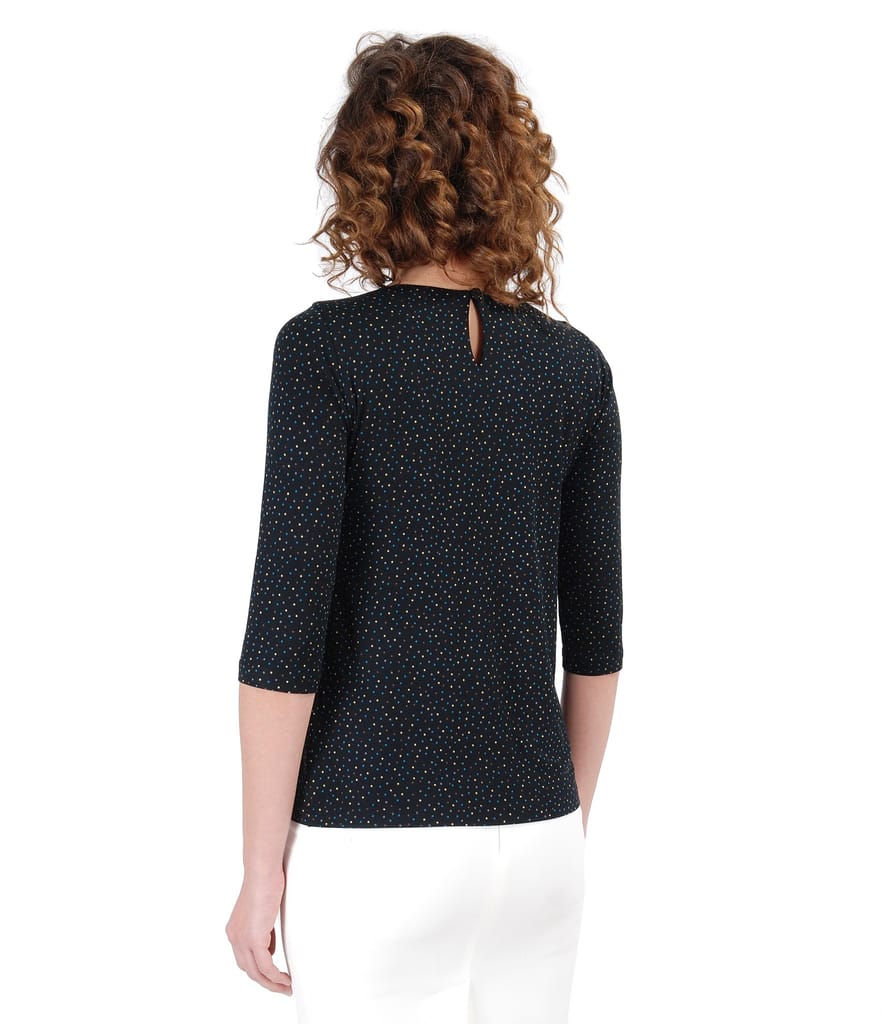 Bluza din jerse elastic cu funda pe decolteu