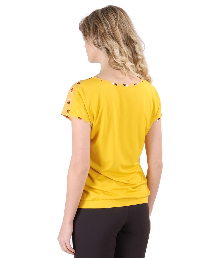 Bluza cu fata din viscoza imprimata cu buline