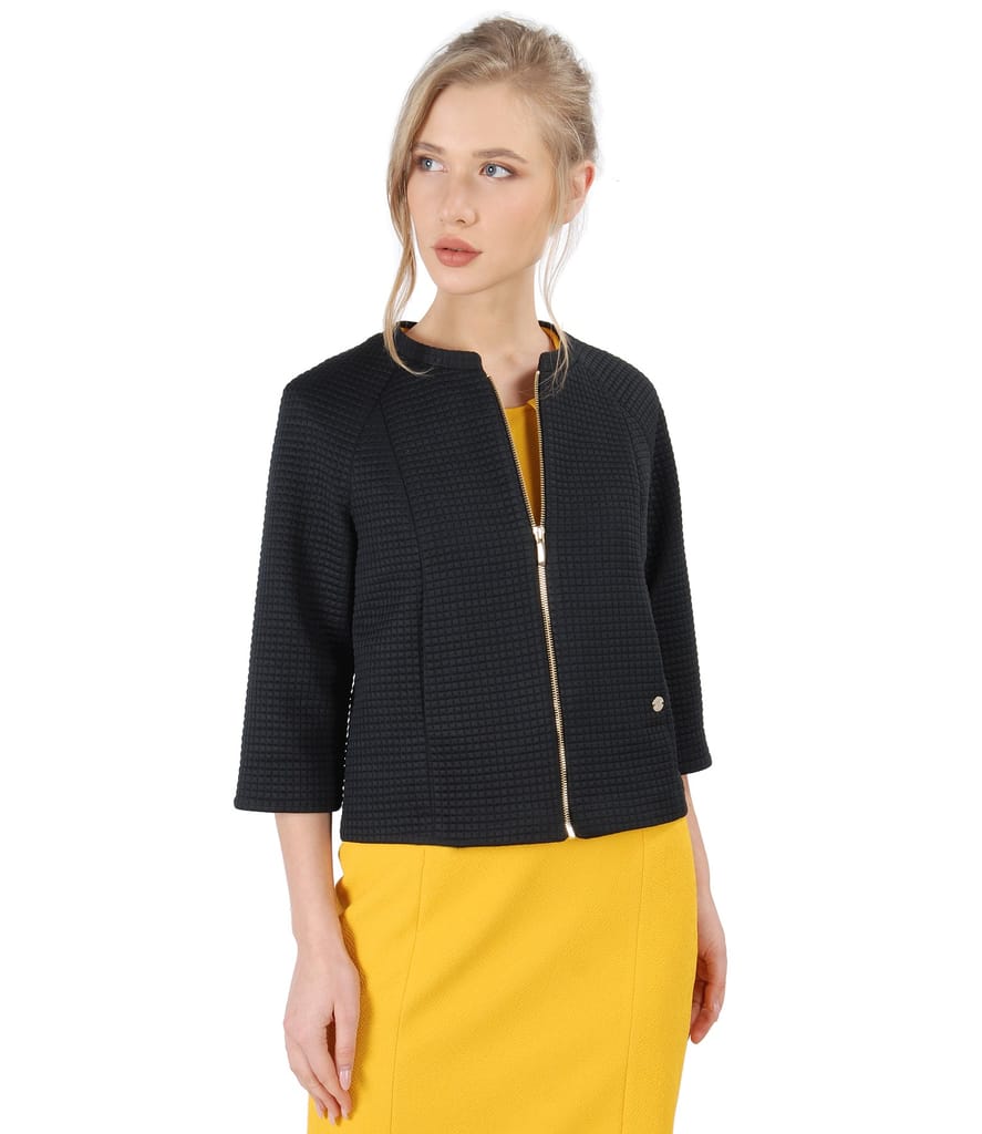 Bolero din brocart elastic cu motive geometrice