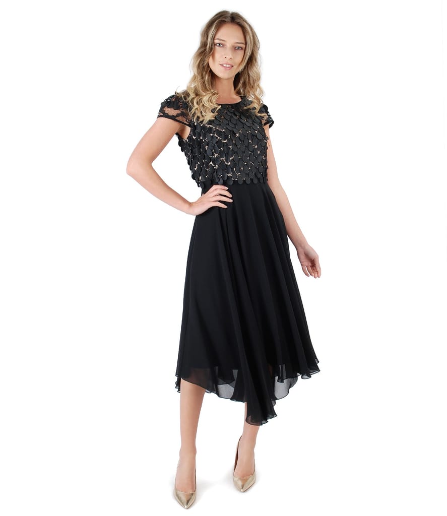 Rochie de seara cu corset din dantela cu petale